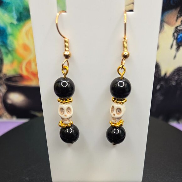 Gemstone Black Obsidian, Amethyst, Tiger's Eye Bracelet and Earrings Set - Picture 3 of 5